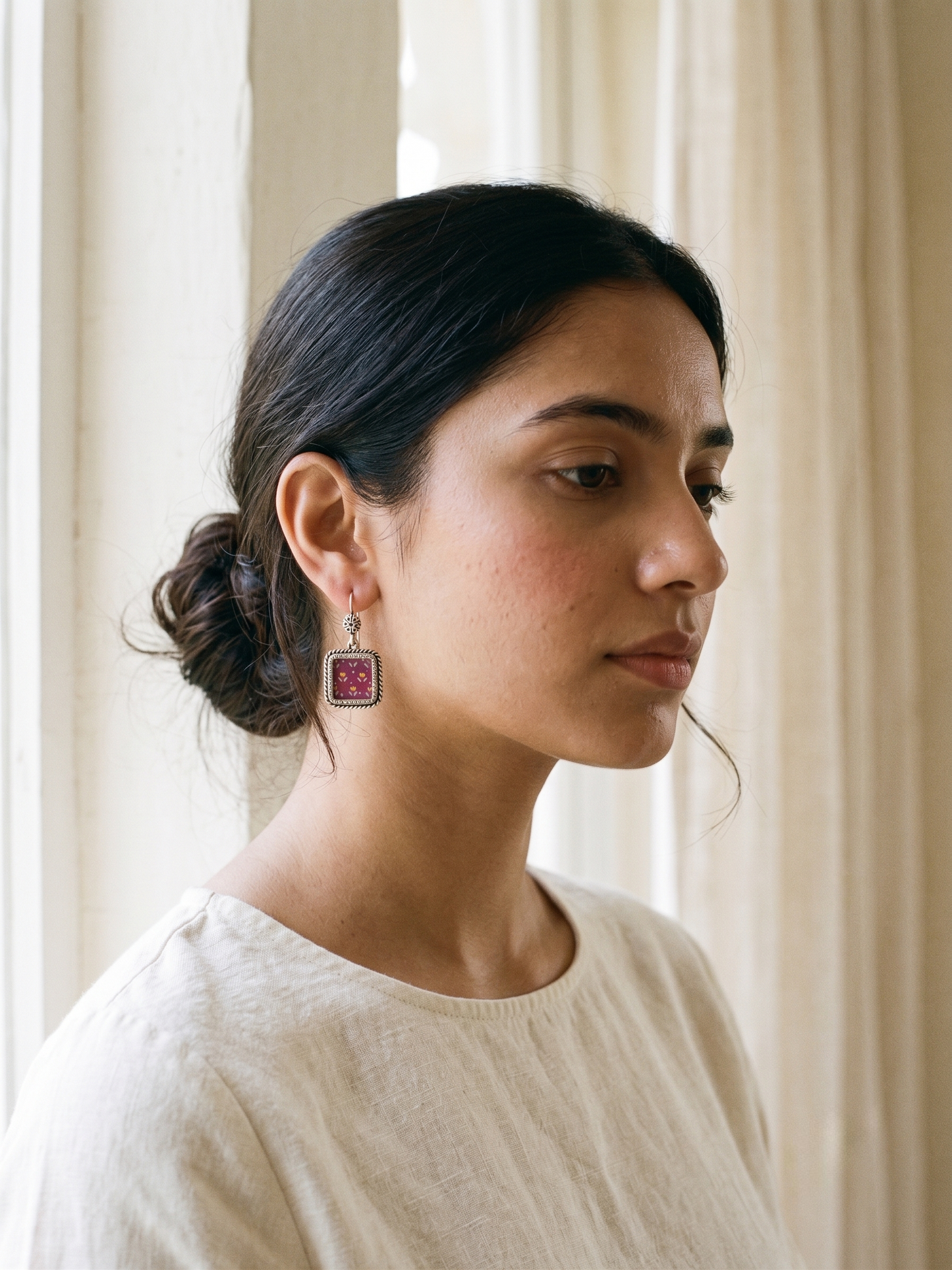 Amethyst Floral Rope-Edge Earrings