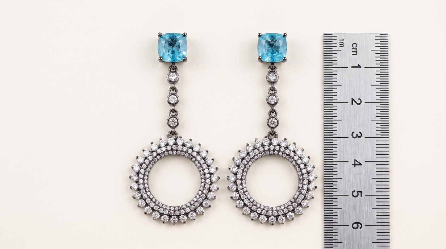 Midnight Azure Sunburst Drop Earrings