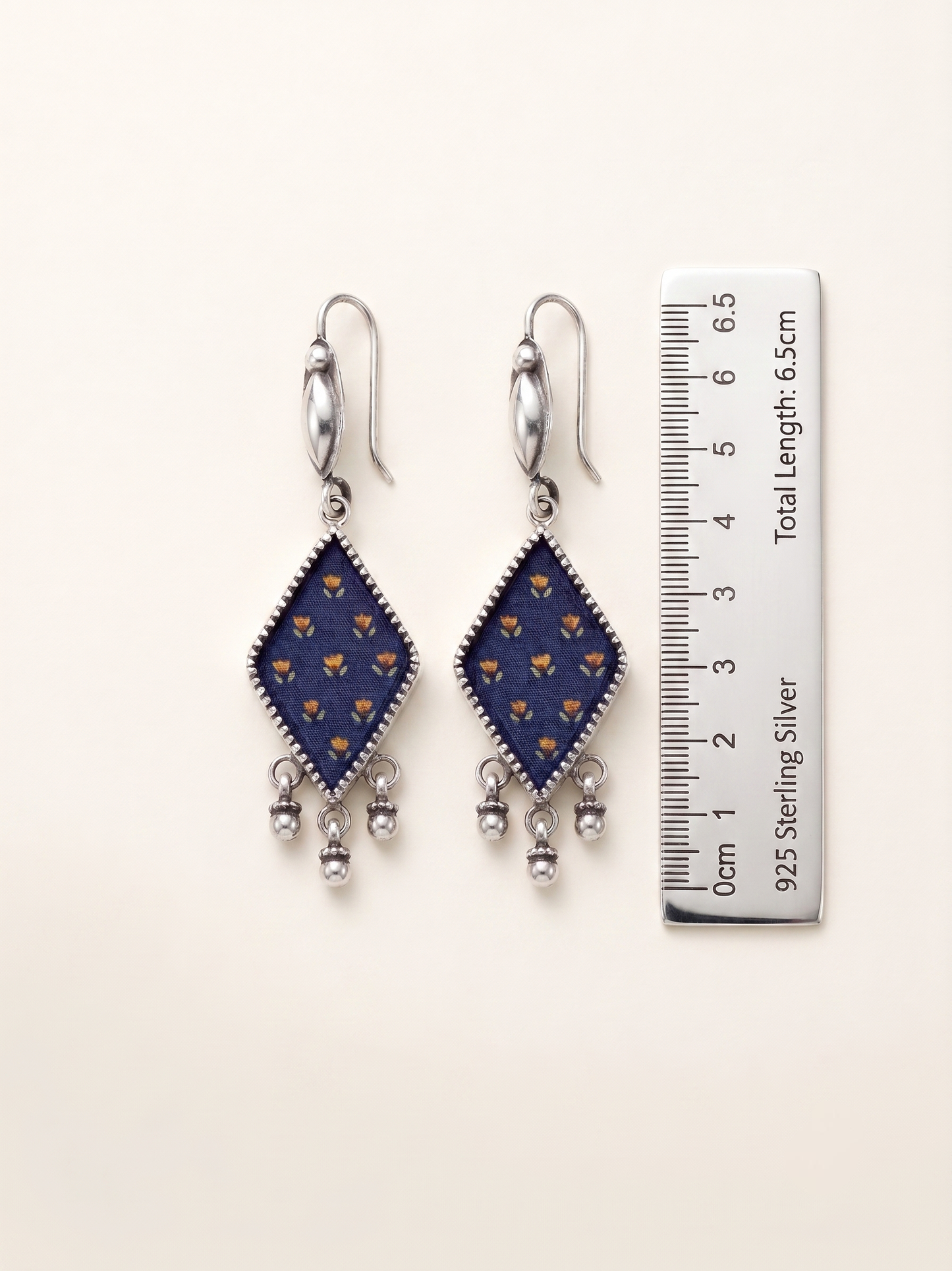 Midnight Bloom Hand-Painted Diamond Drop Earrings