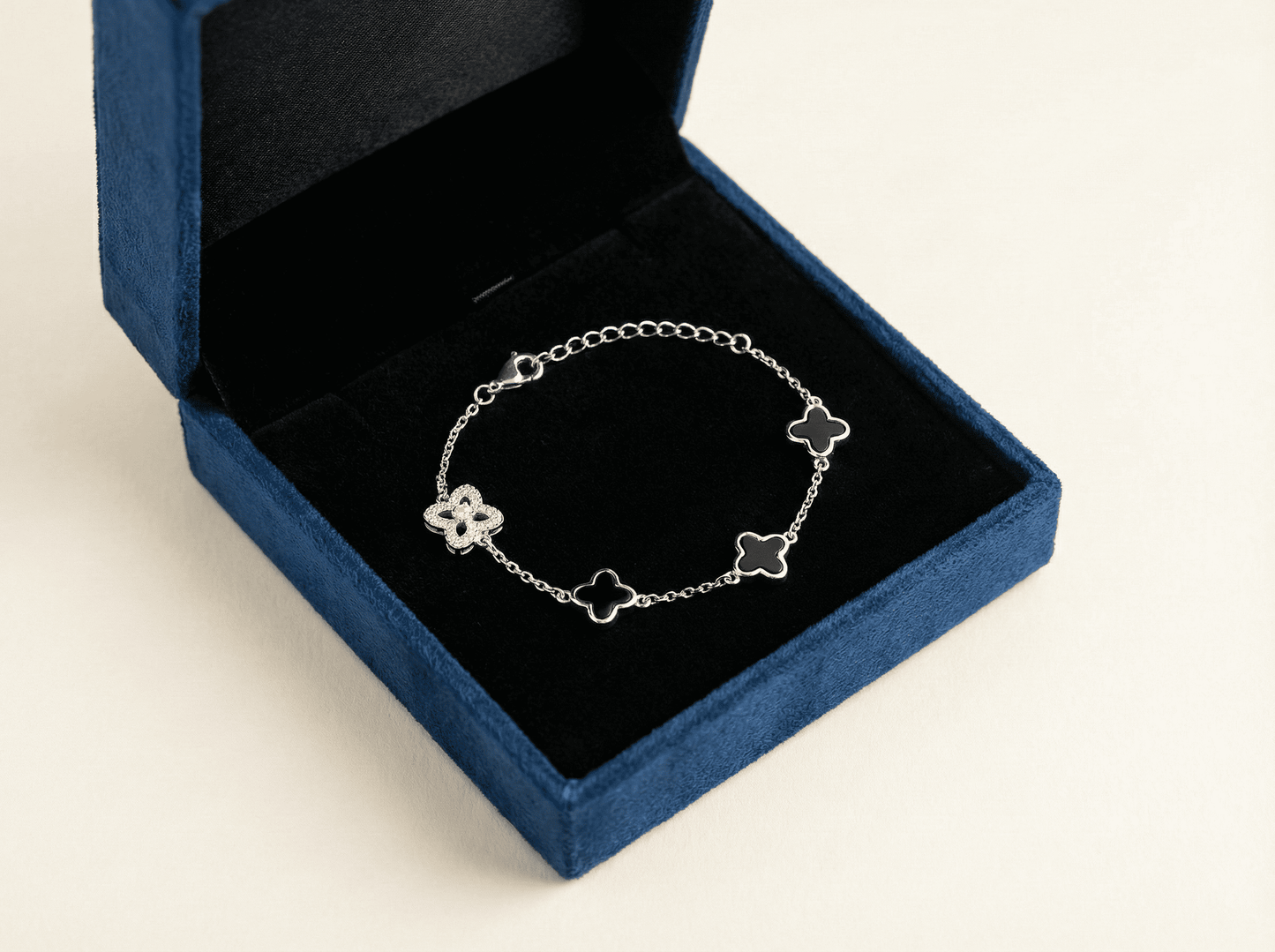 Noir & Luster: Quad-Clover Bracelet