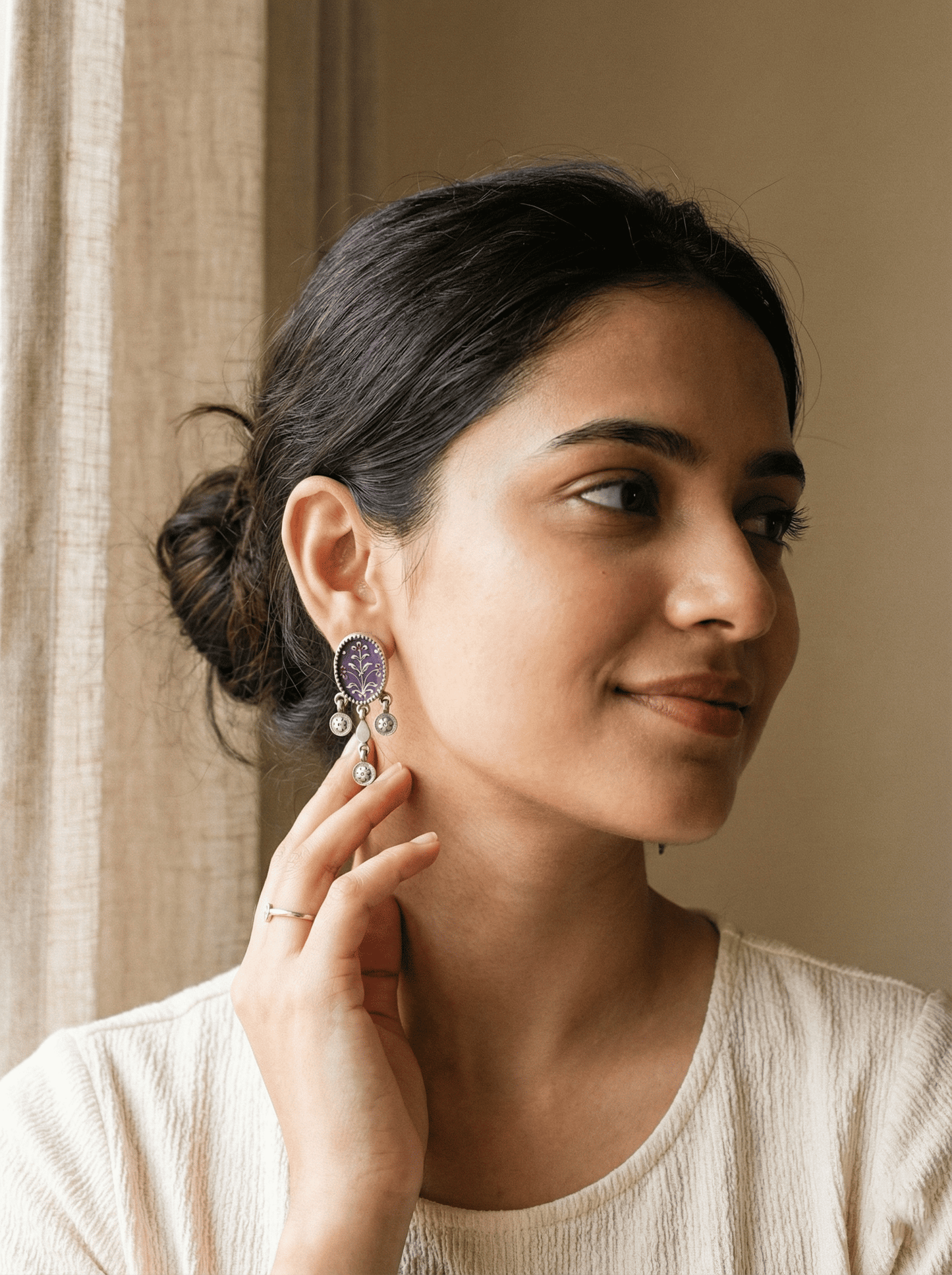 Purple Flora Heritage Dangle Earrings