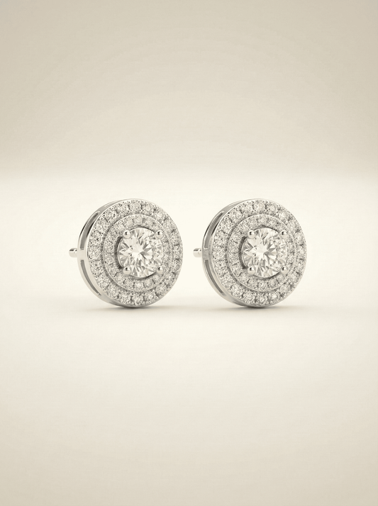 The Radiant Double Halo Studs