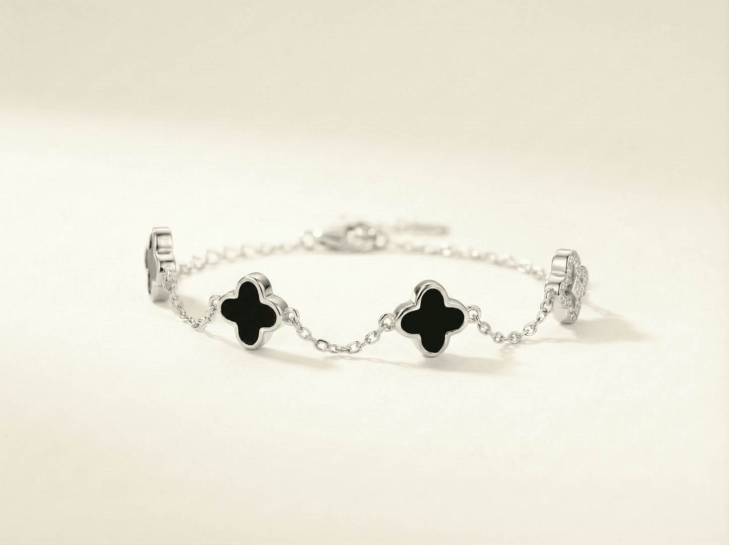Noir & Luster: Quad-Clover Bracelet