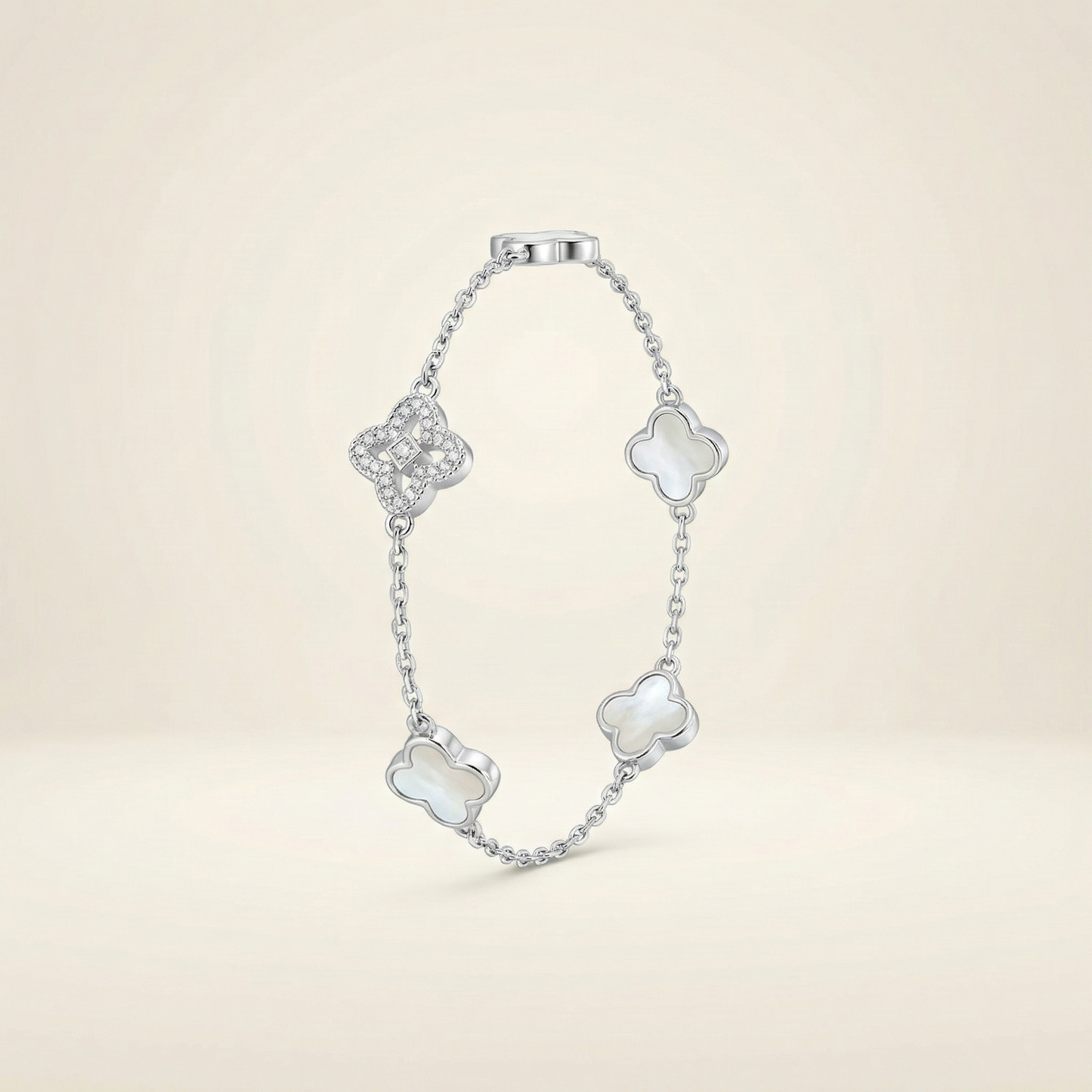 Luminous Quatrefoil Mother of Pearl & Pavé Bracelet