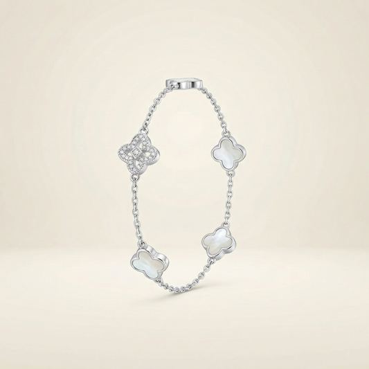 Luminous Quatrefoil Mother of Pearl & Pavé Bracelet