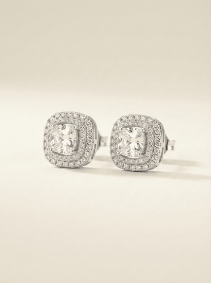 Luminous Cushion-Cut Double Halo Studs