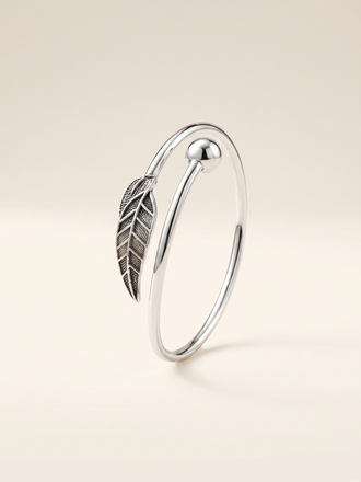 Sylva Textured Leaf & Sphere Open Bangle