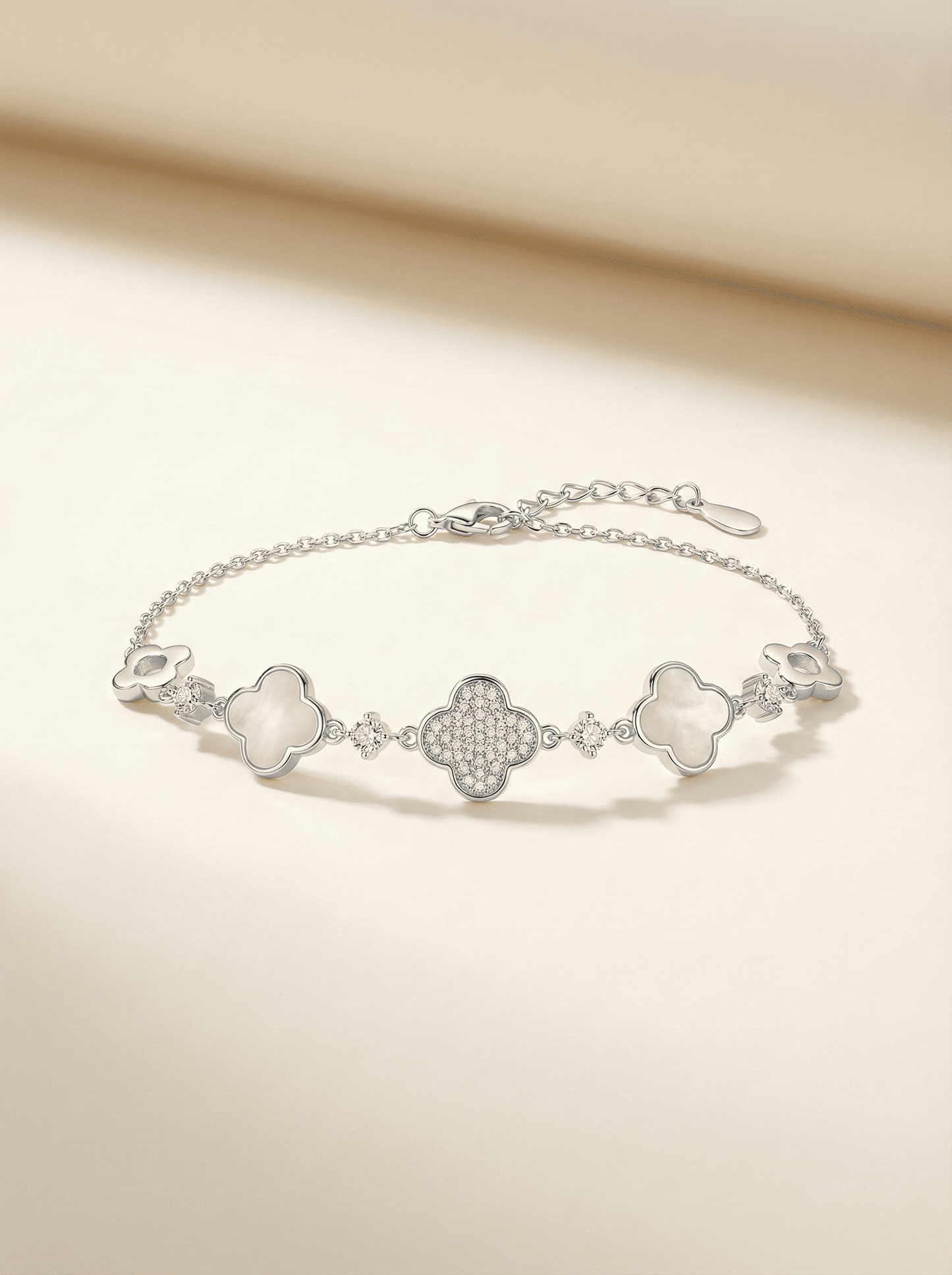 Luminous Clover Mother of Pearl & Pavé Bracelet