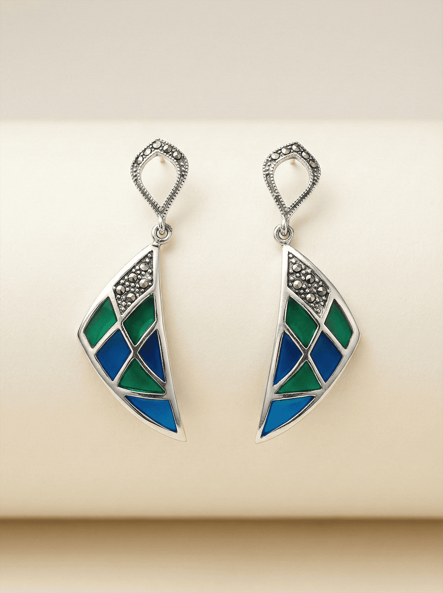 Azure & Emerald Mosaic Sail Earrings