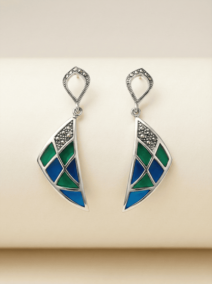 Azure & Emerald Mosaic Sail Earrings