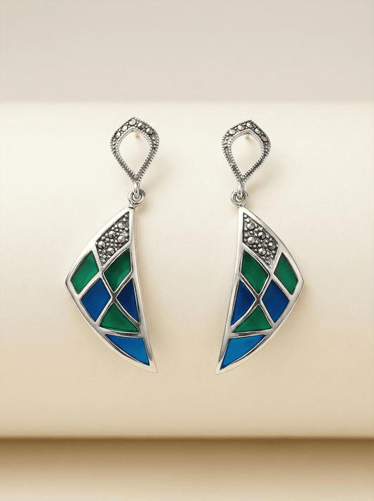 Azure & Emerald Mosaic Sail Earrings
