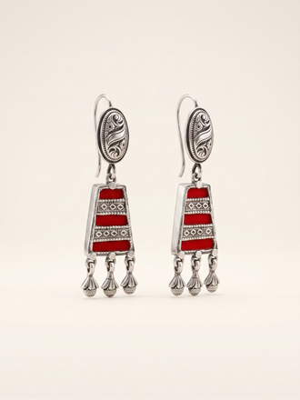 Scarlet Tapestry Tiered Drop Earrings