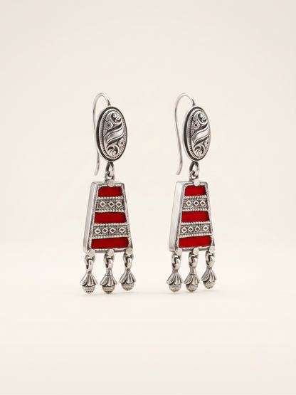 Scarlet Tapestry Tiered Drop Earrings