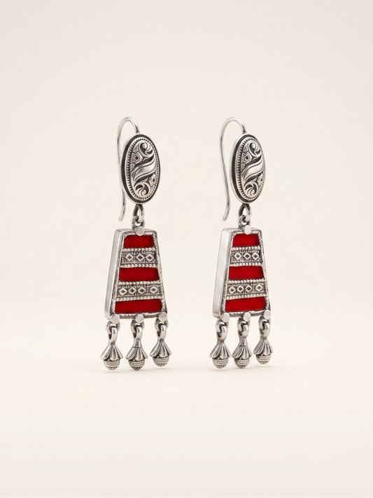 Scarlet Tapestry Tiered Drop Earrings