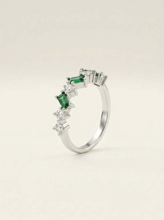 The Verdant Muse Staggered Baguette Ring