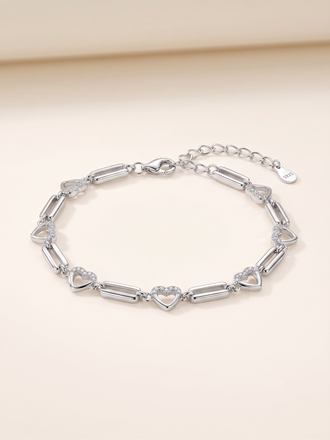 Eternal Bond Pavé Heart & Bar Link Bracelet