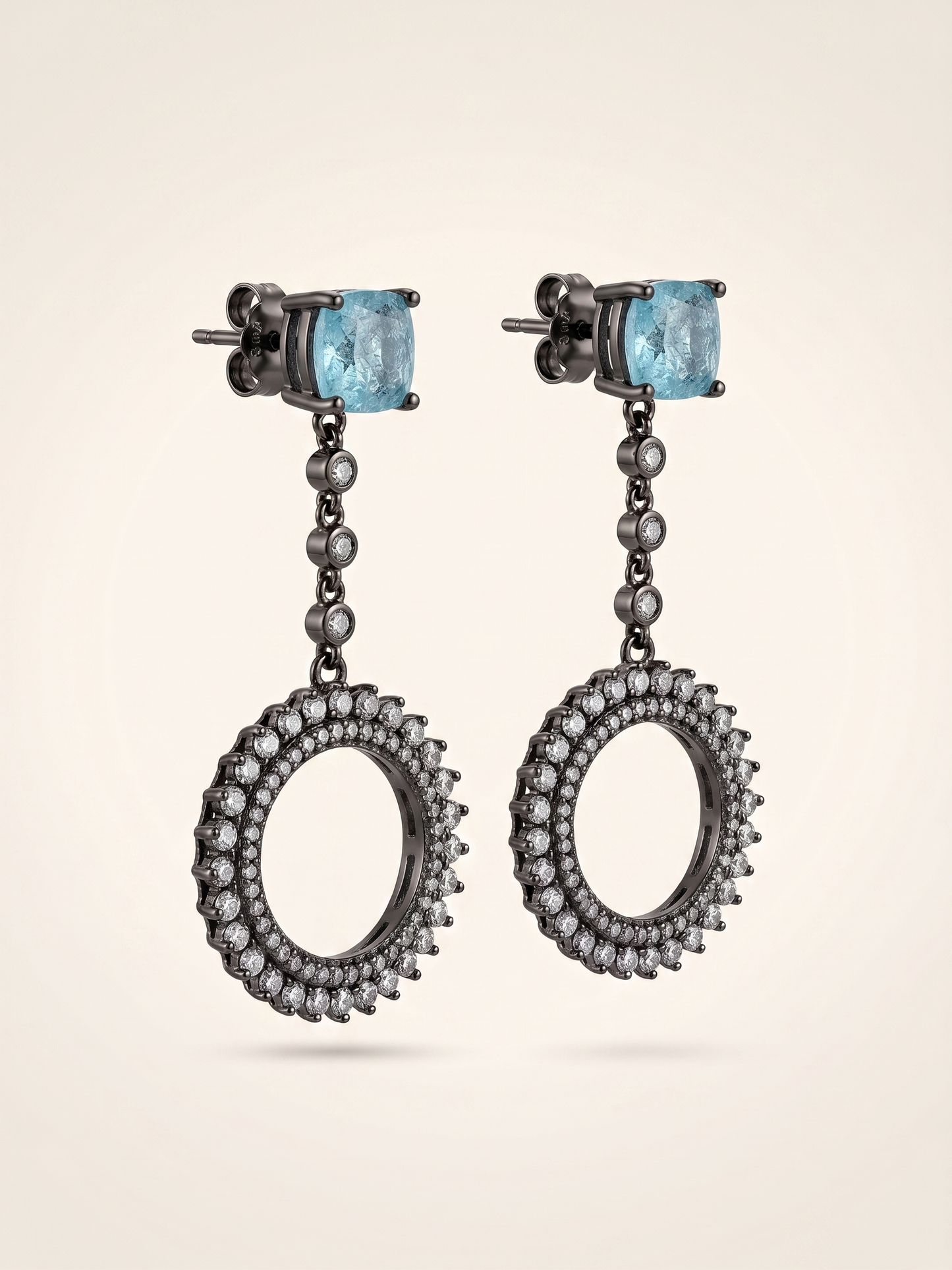 Midnight Azure Sunburst Drop Earrings