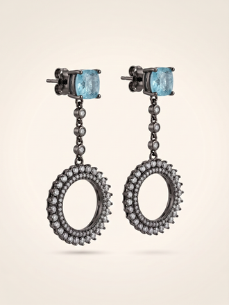 Midnight Azure Sunburst Drop Earrings