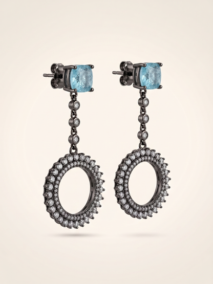 Midnight Azure Sunburst Drop Earrings