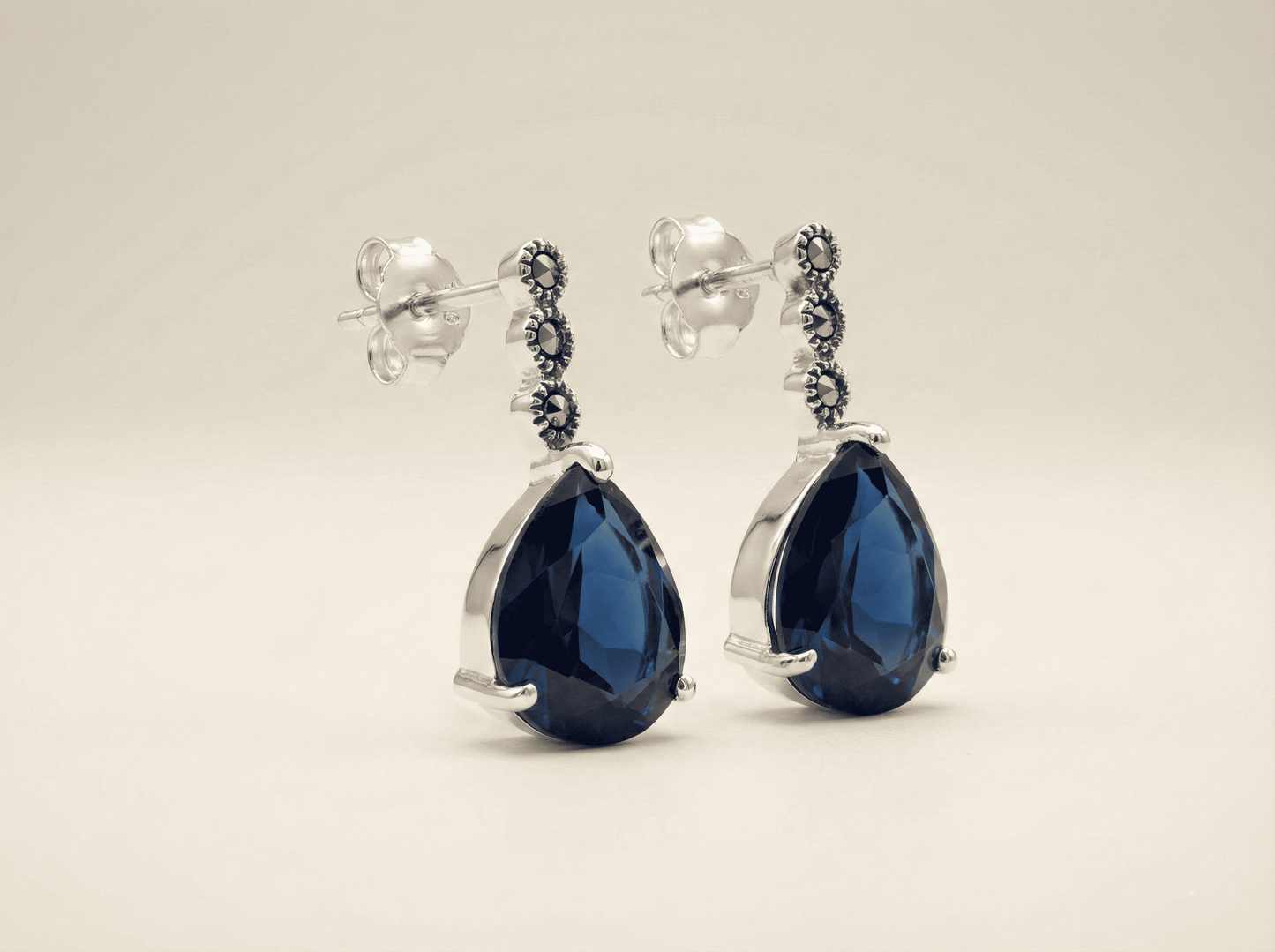 Azure Teardrop Marcasite Earrings