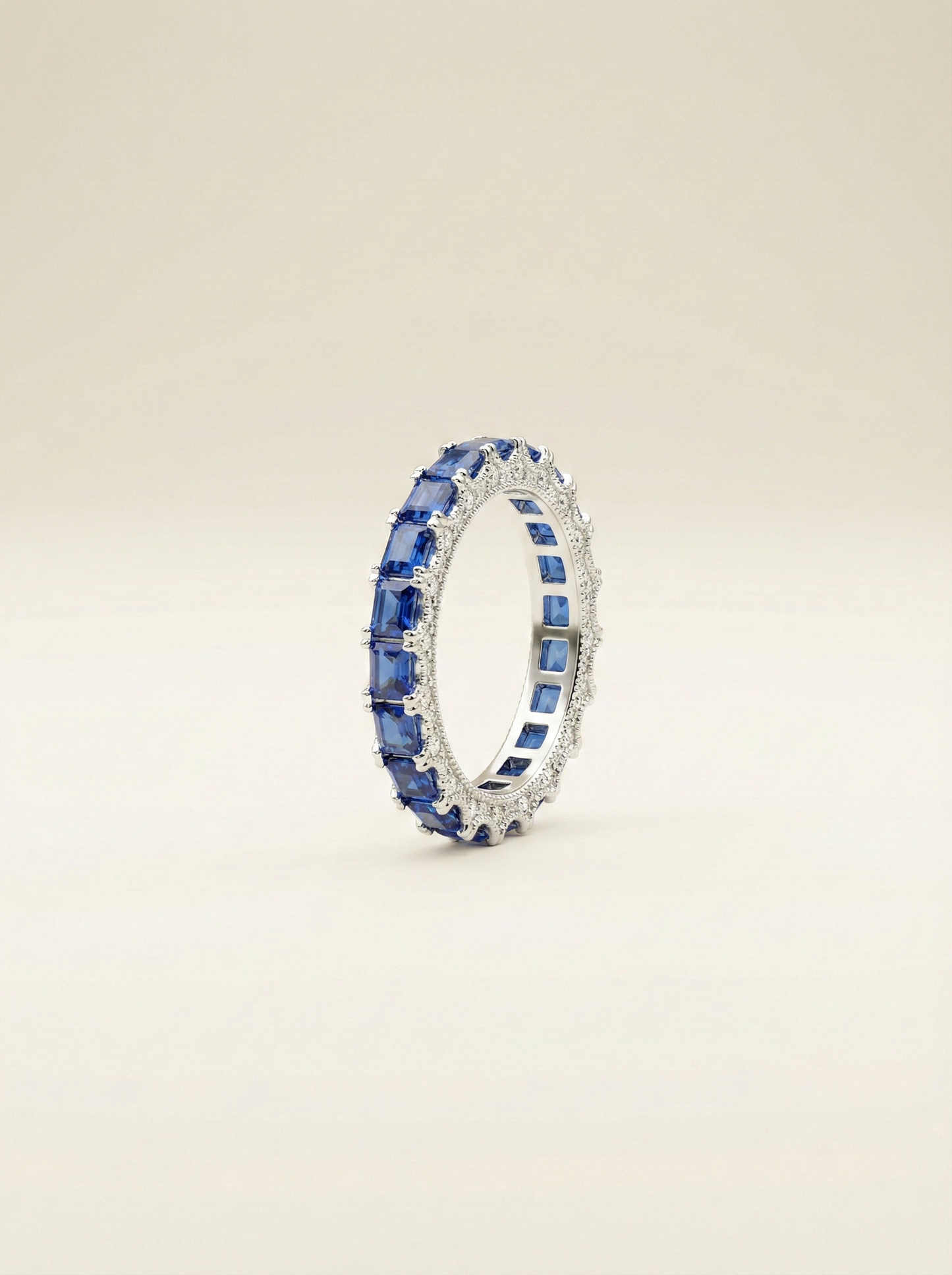 Azure Horizon Sapphire & Silver Eternity Band