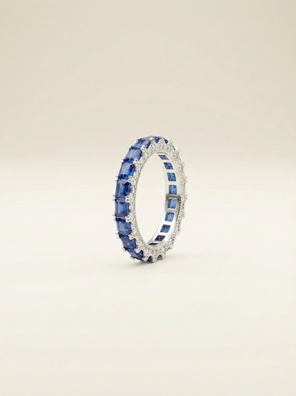 Azure Horizon Sapphire & Silver Eternity Band