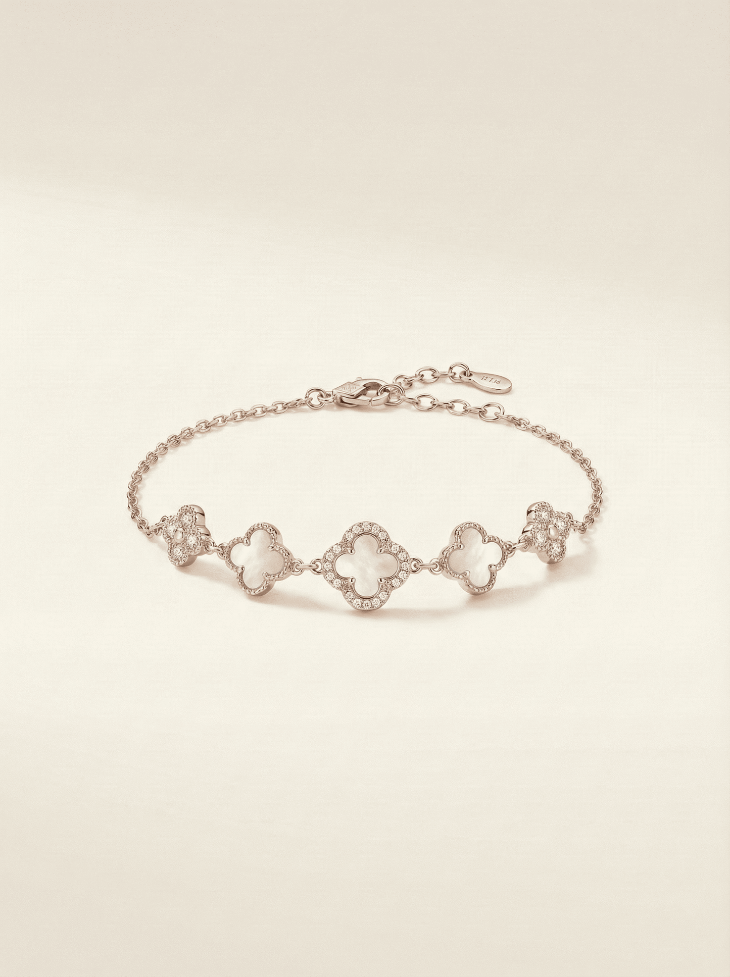 Petal & Pearl Mother of Pearl Rose Gold Clover Bracelet