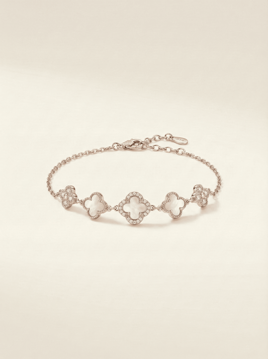 Petal & Pearl Mother of Pearl Rose Gold Clover Bracelet