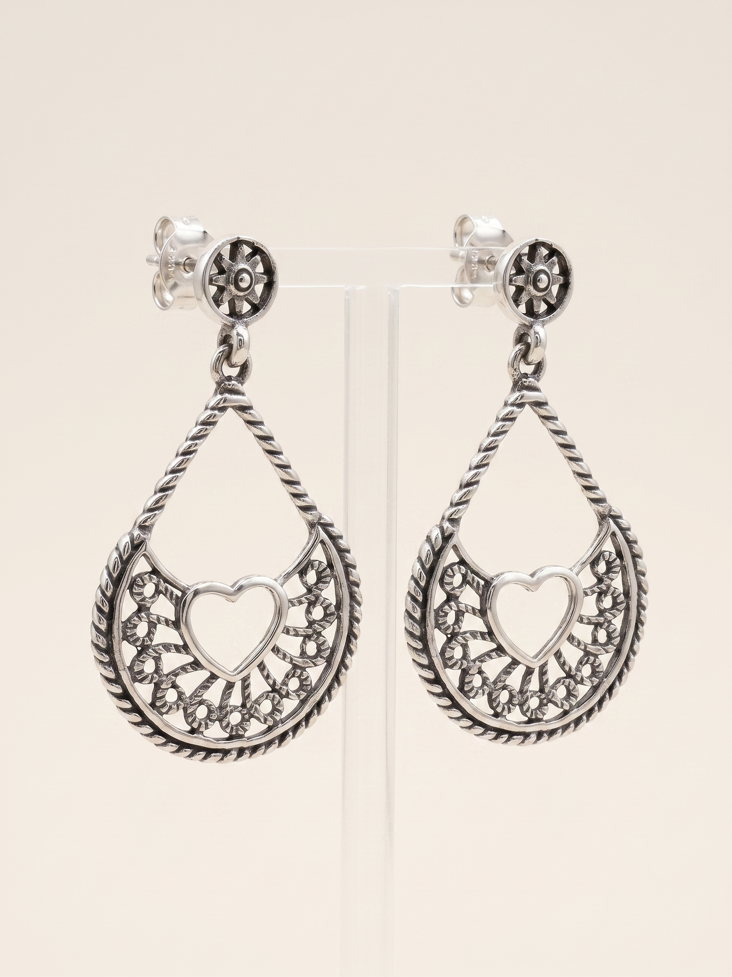 Aria Heart Filigree Teardrop Earrings