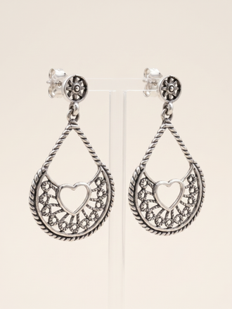 Aria Heart Filigree Teardrop Earrings