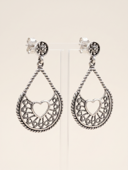 Aria Heart Filigree Teardrop Earrings