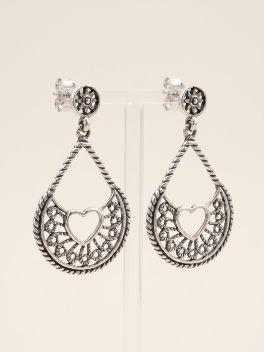Aria Heart Filigree Teardrop Earrings