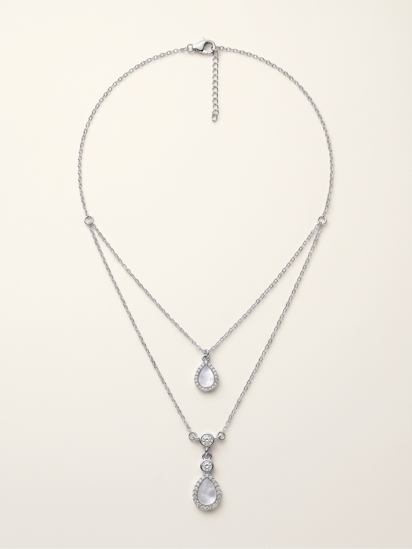 Lumina Layered Teardrop Halo Necklace