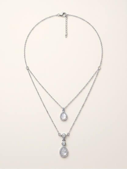 Lumina Layered Teardrop Halo Necklace