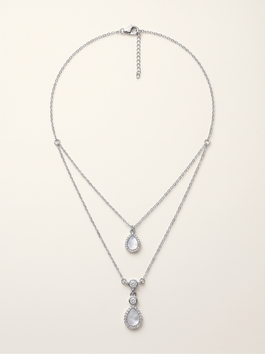 Lumina Layered Teardrop Halo Necklace