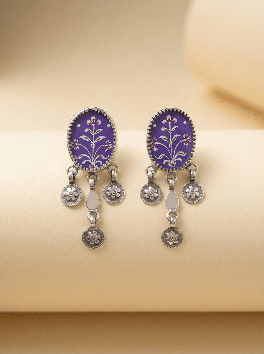 Purple Flora Heritage Dangle Earrings