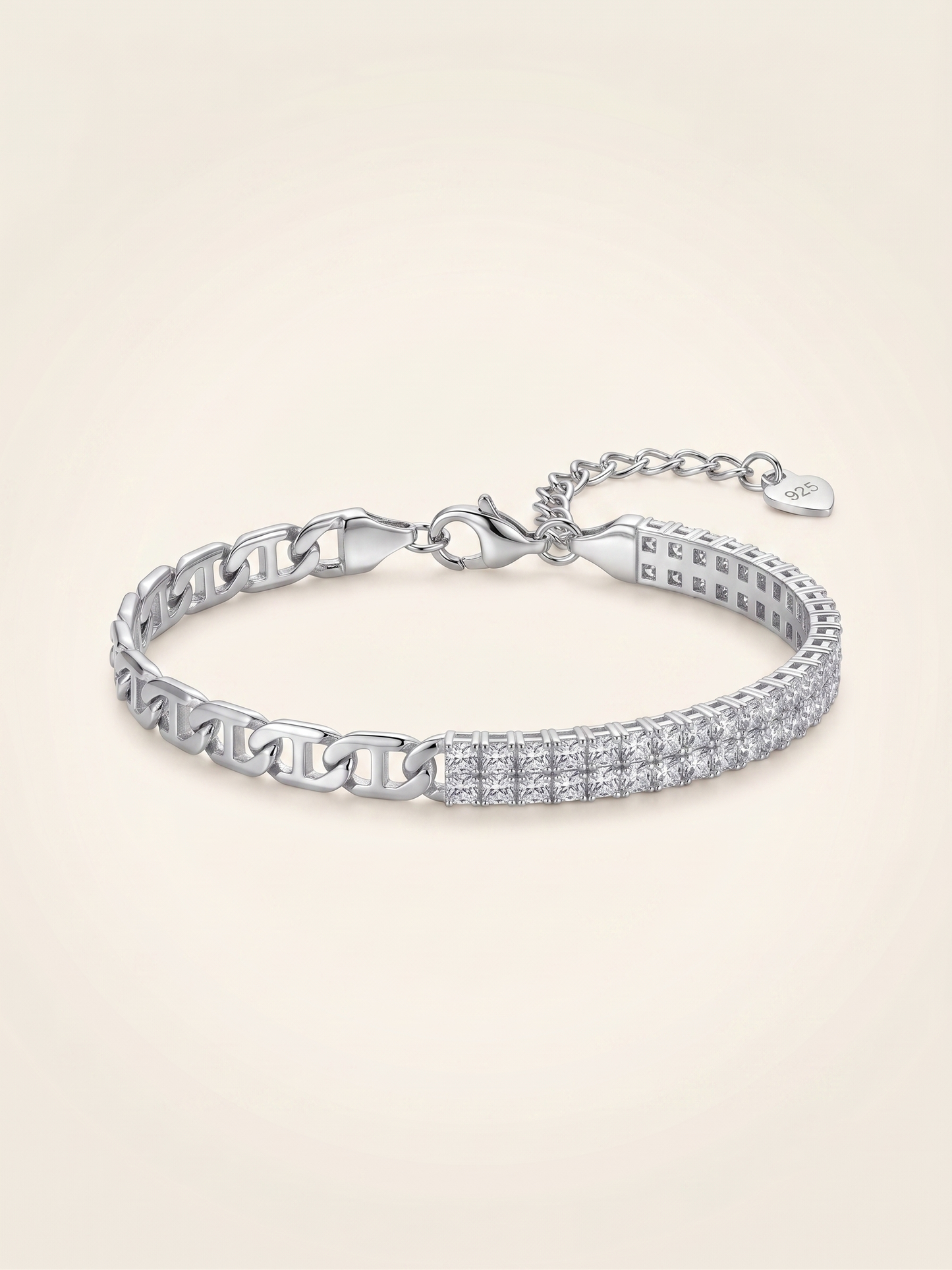 Lumière Dual-Texture Pavé & Mariner Chain Bracelet