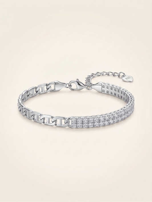 Lumière Dual-Texture Pavé & Mariner Chain Bracelet