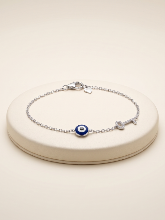 Azure Guardian Evil Eye & Key Bracelet