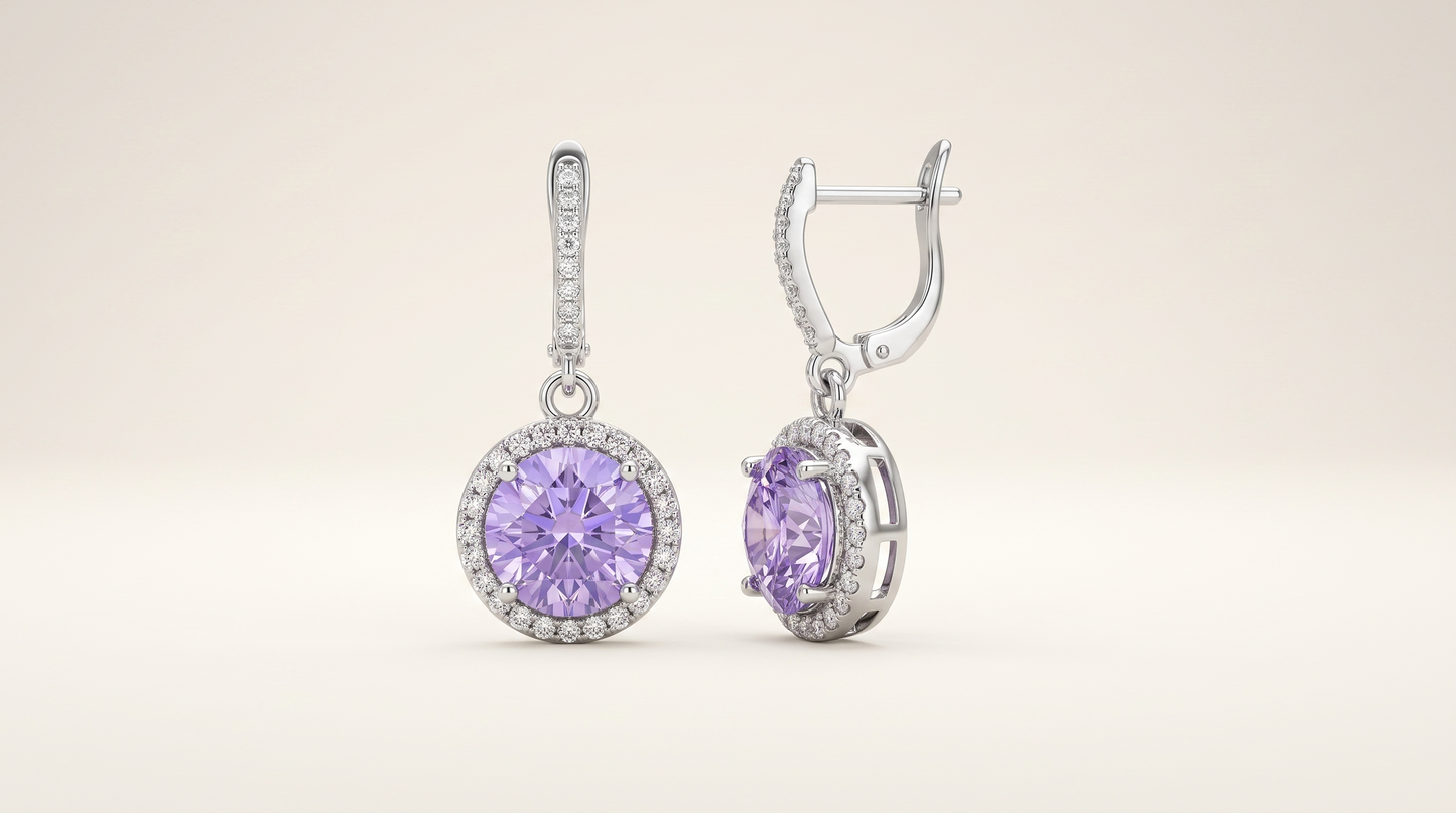 Violet Aura Halo Drop Earrings
