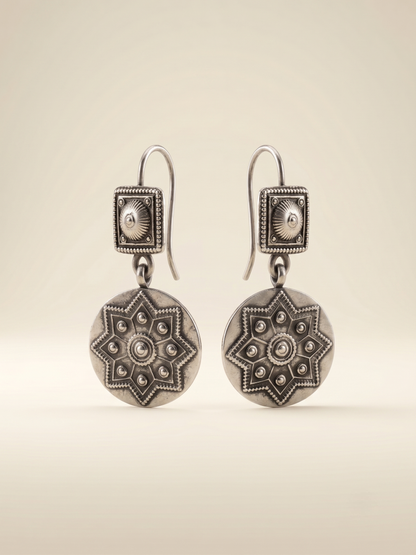 Celestial Star Mandala Medallion Drop Earrings