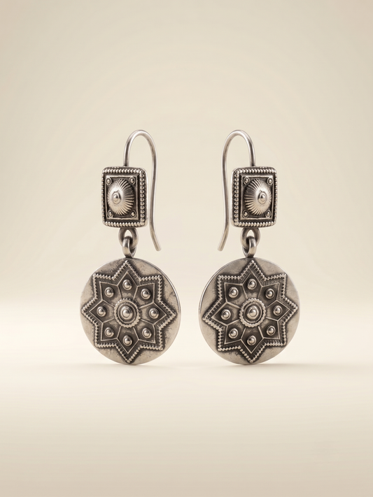 Celestial Star Mandala Medallion Drop Earrings