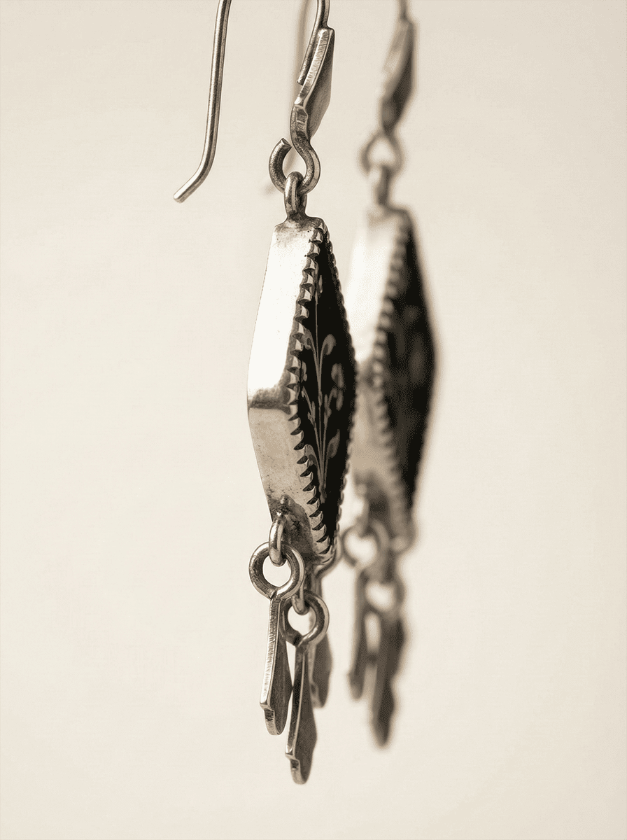 Gul-e-Noor Hand-Painted Floral Rhombus Earrings