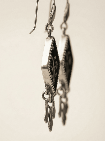 Gul-e-Noor Hand-Painted Floral Rhombus Earrings