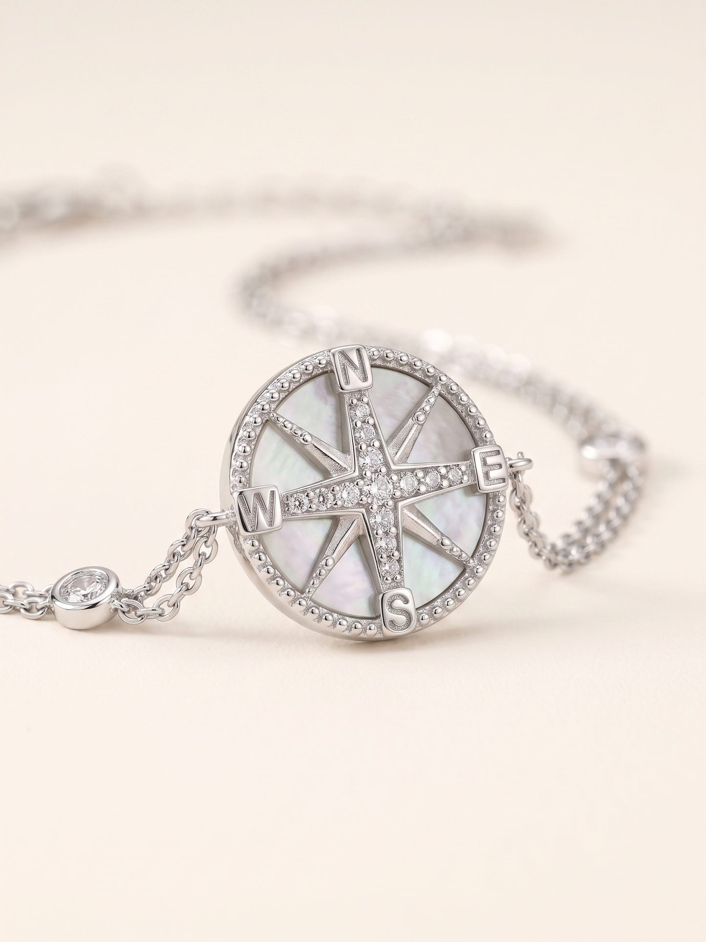Celestial Navigator Mother of Pearl Compass Bracelet