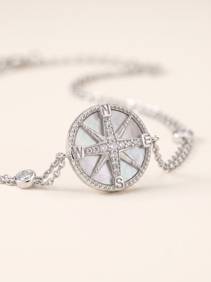 Celestial Navigator Mother of Pearl Compass Bracelet