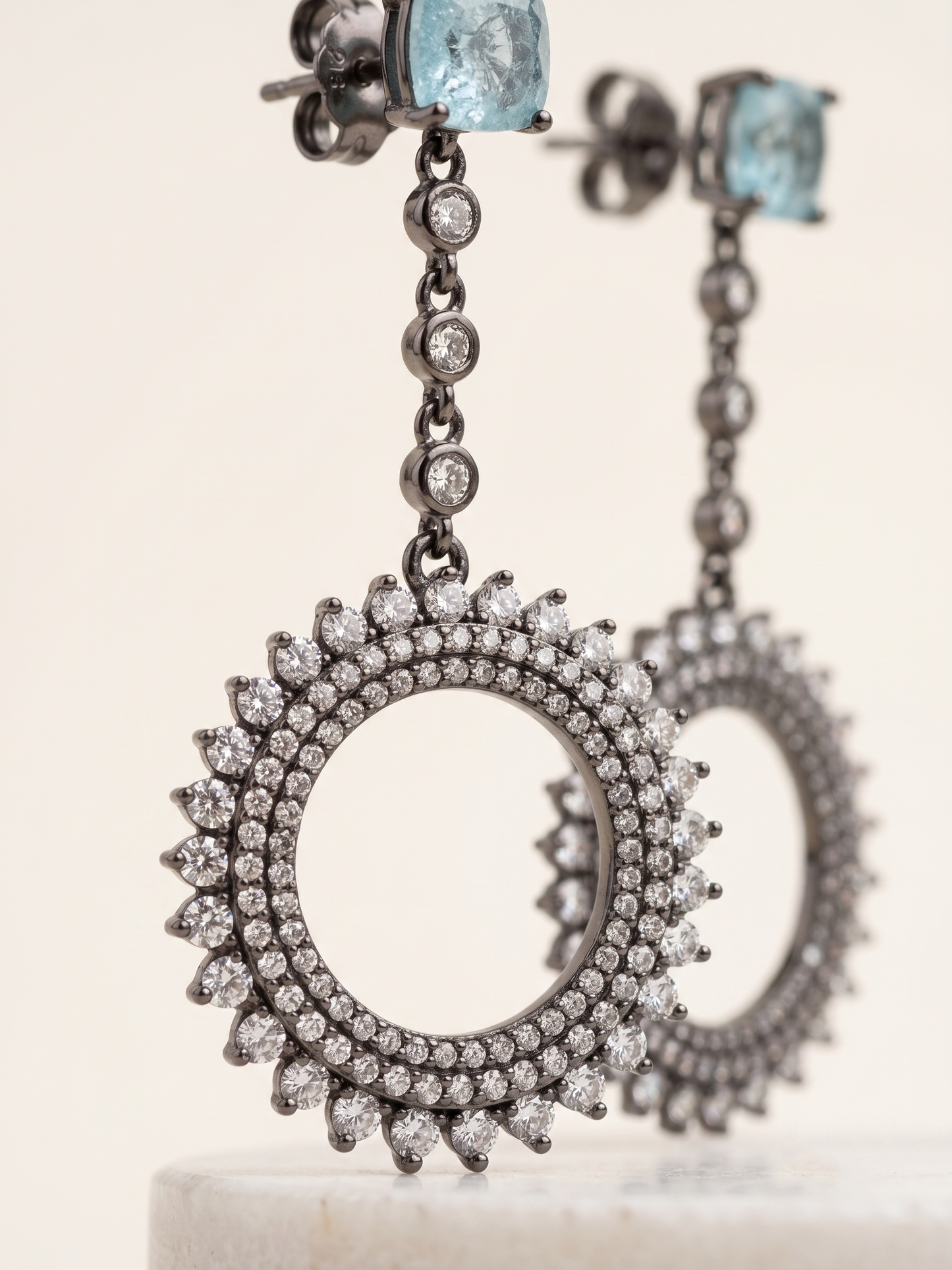 Midnight Azure Sunburst Drop Earrings
