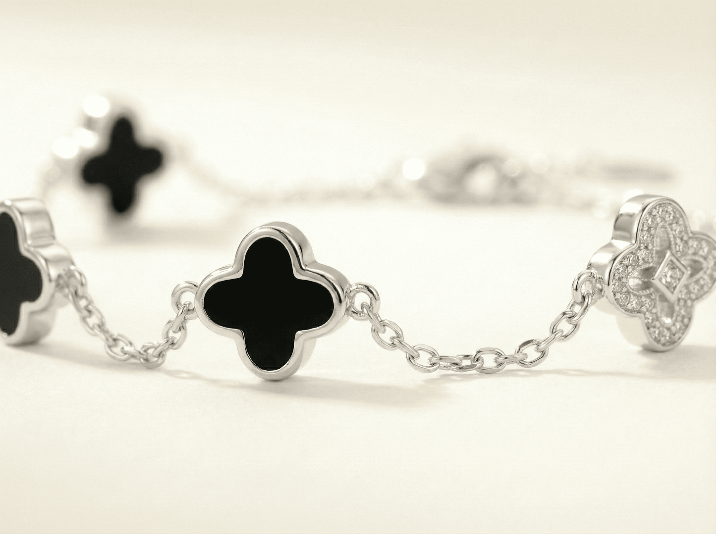 Noir & Luster: Quad-Clover Bracelet