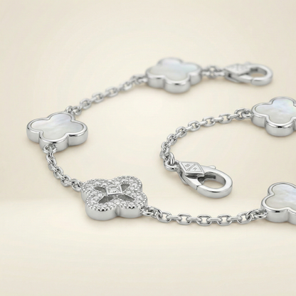 Luminous Quatrefoil Mother of Pearl & Pavé Bracelet