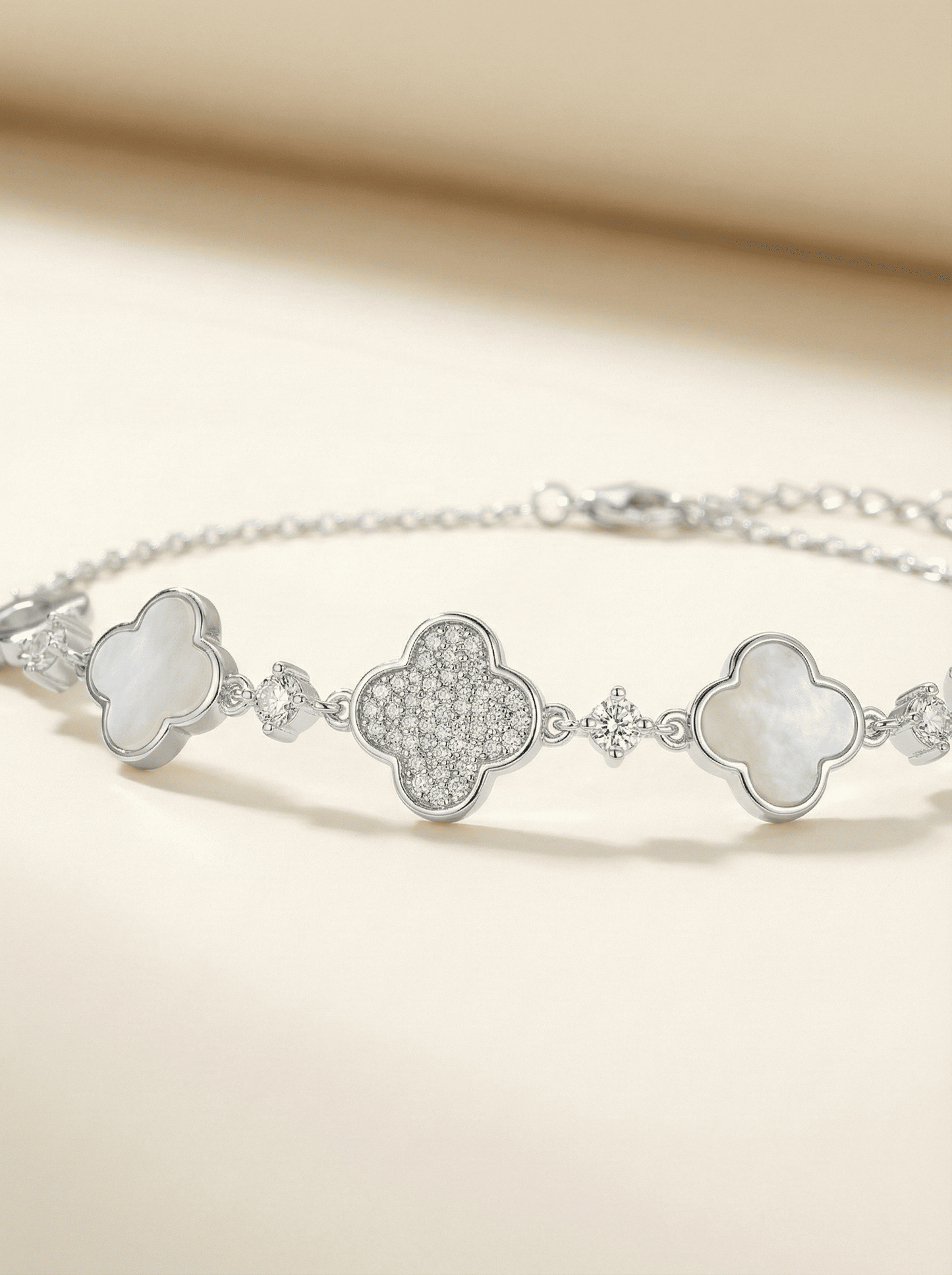 Luminous Clover Mother of Pearl & Pavé Bracelet